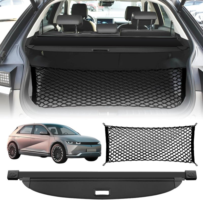 Tesmirror for Hyundai Ioniq 5 Cargo Cover Trunk Cover - Retractable Cargo Cover for Hyundai Ioniq 5 2026 2025 Accessories 2022-2024 Trunk Security Shade Luggage Security Shield Shade(with Trunk Net) - Image 1